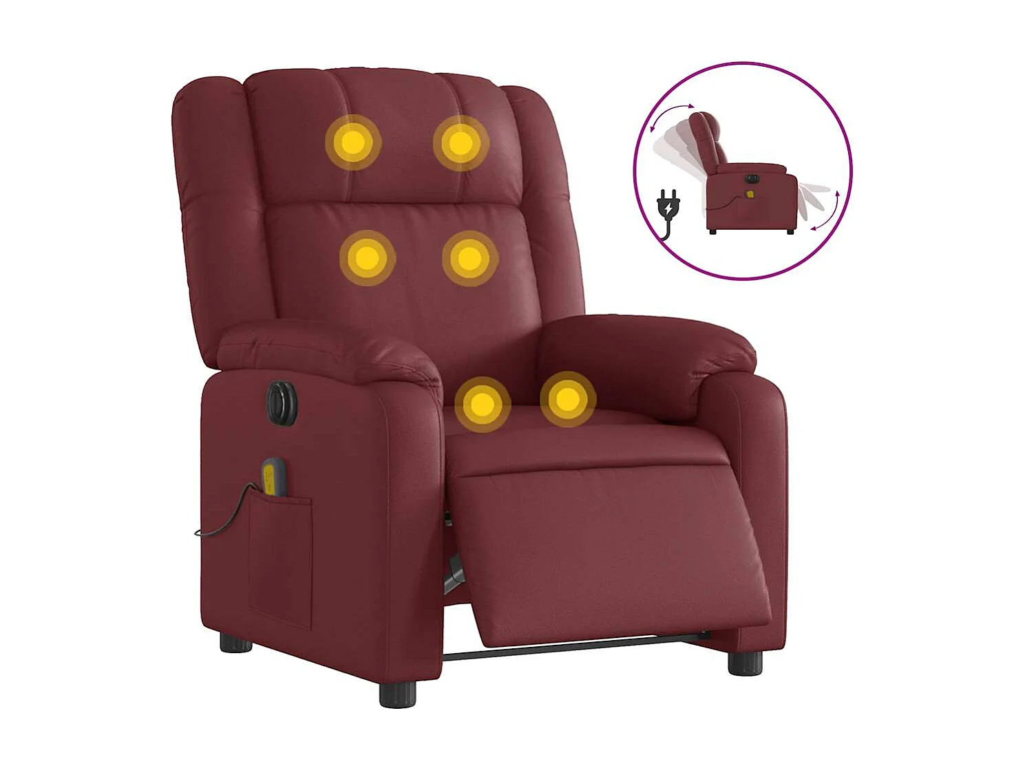 Fauteuil de relaxation TV PVC bordeaux 77 x 95 x 99 cm DEC027237