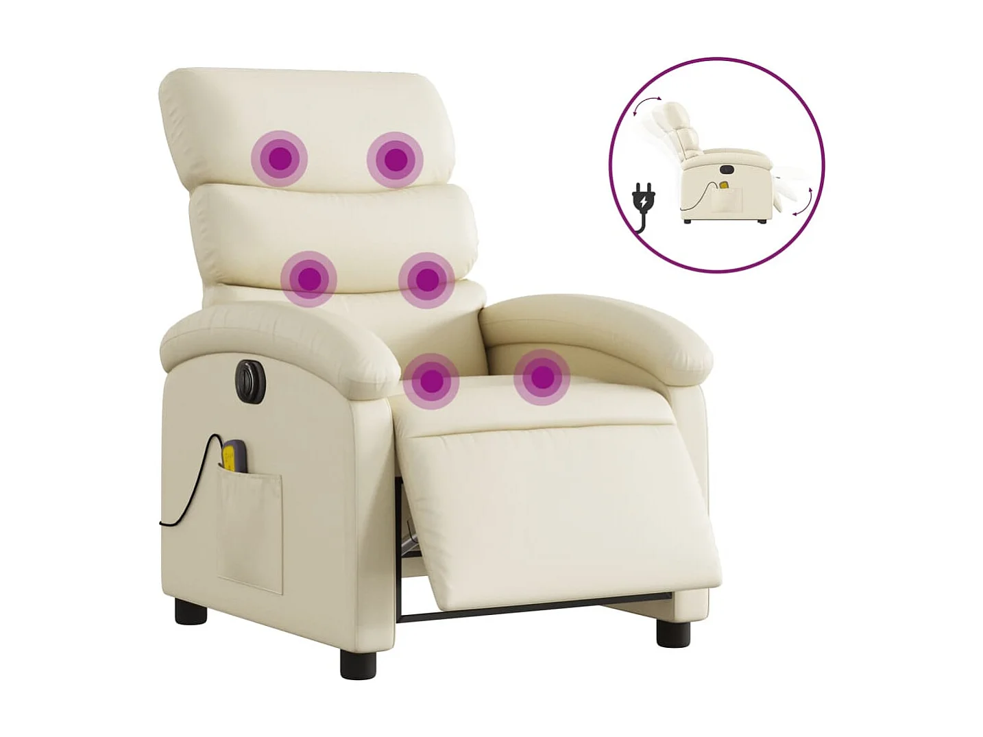 Fauteuil de relaxation TV PVC crème 70 x 92 x 99.5 cm DEC027153