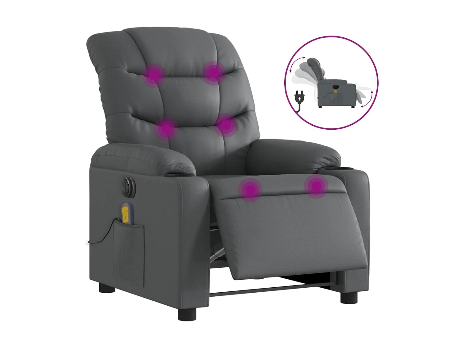 Fauteuil de relaxation TV PVC grise 75.5 x 93 x 99.5 cm DEC027183