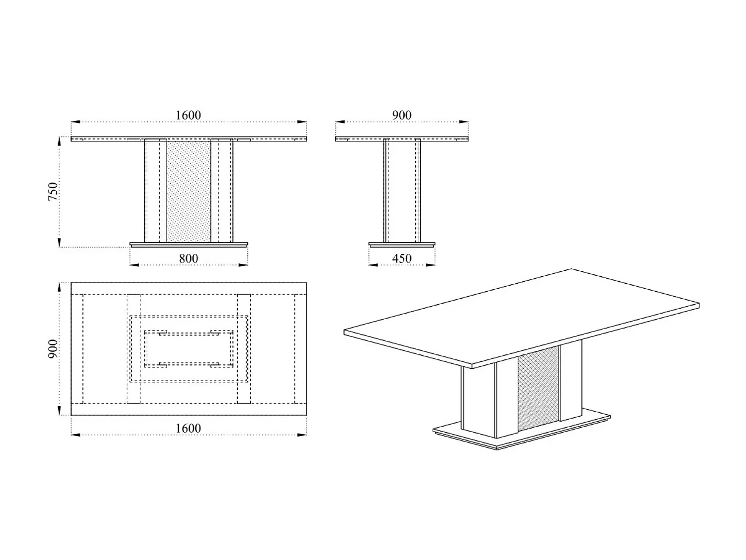 Esstisch Mondo (90x160)/Möbelplatte/Braun
