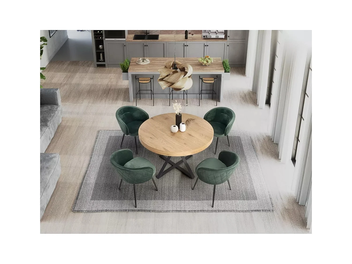 Table à manger Mercy (120x120-160)/MDF/brun