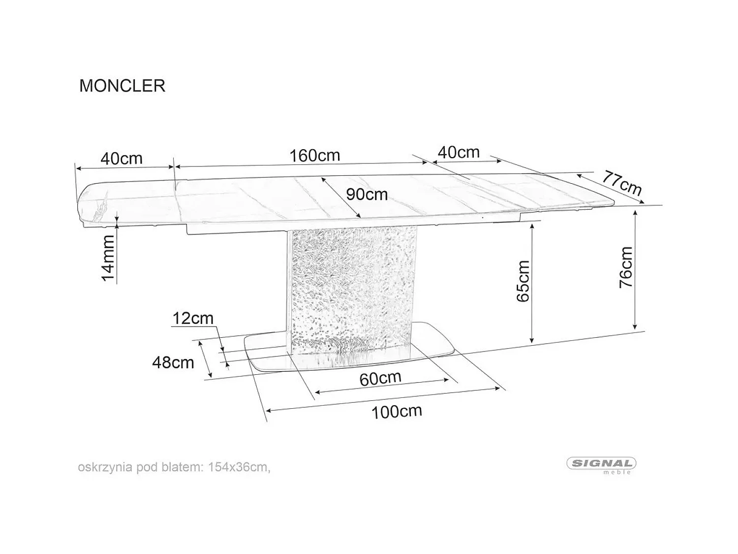 Table à manger Monkler Premium (90x160-240)/Vert&Argent
