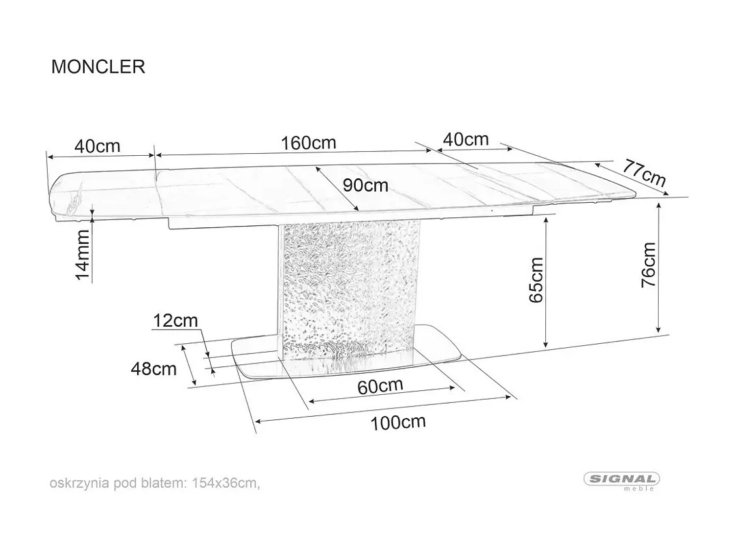 Table à manger Monkler Premium (90x160-240)/Vert&Argent