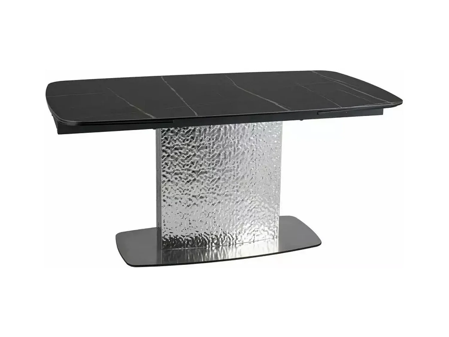 Tavolo da pranzo Monkler (90x160-240)/Ceramica e metallo/Allungabile/Nero e argento