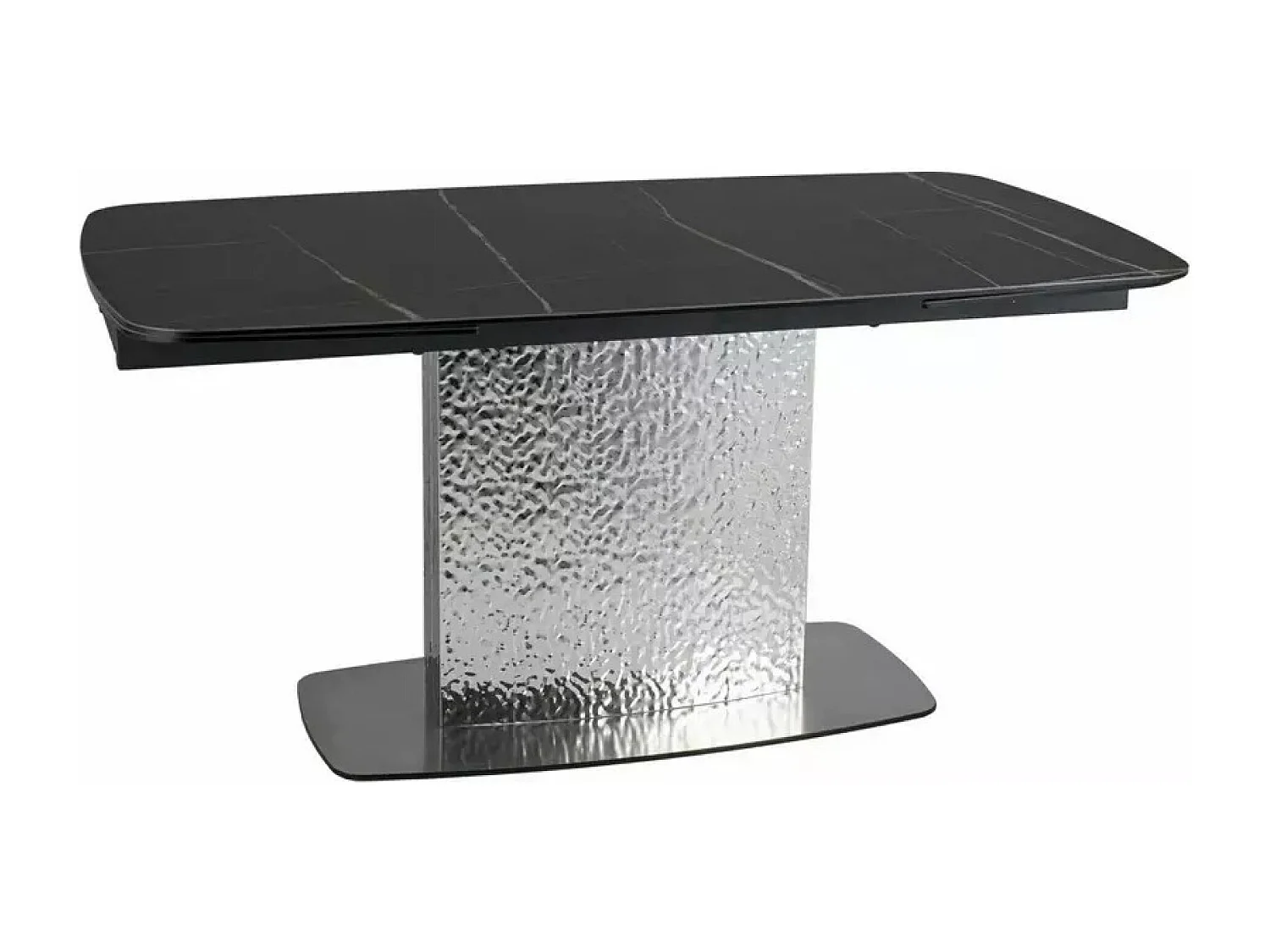 Table à manger Monkler (90 x 160-240)/Céramique et métal/Extensible/Noir et argent