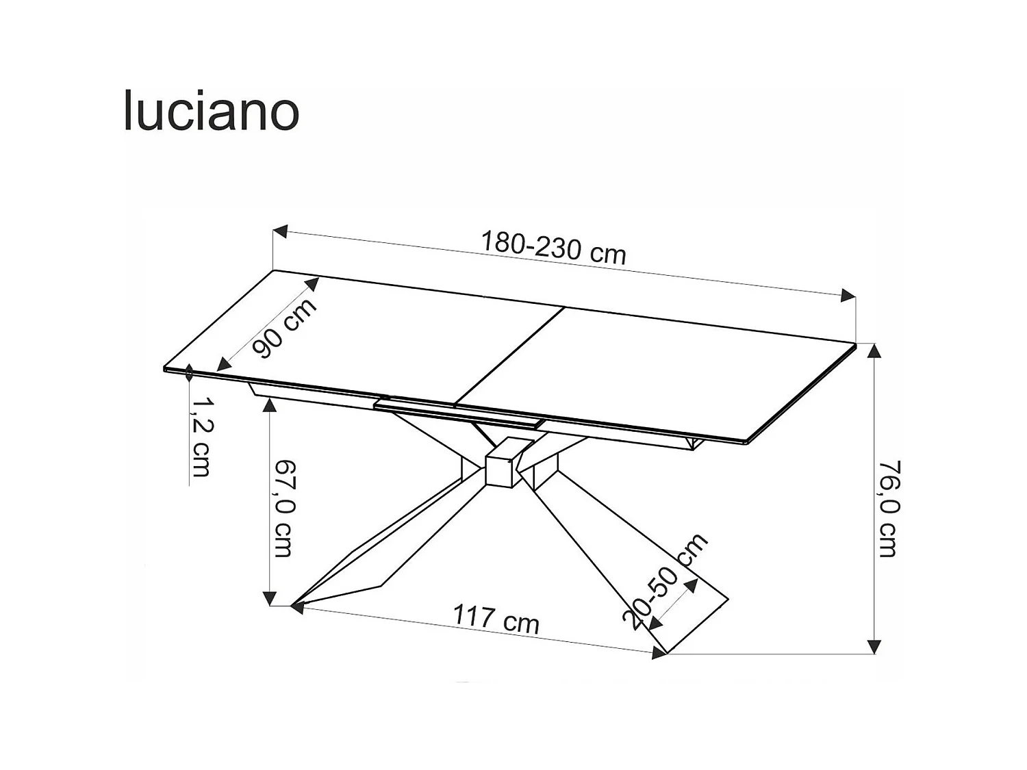 Esstisch Luciano (90x180-230)/Keramik&Metall/Erweiterbar/Schwarz
