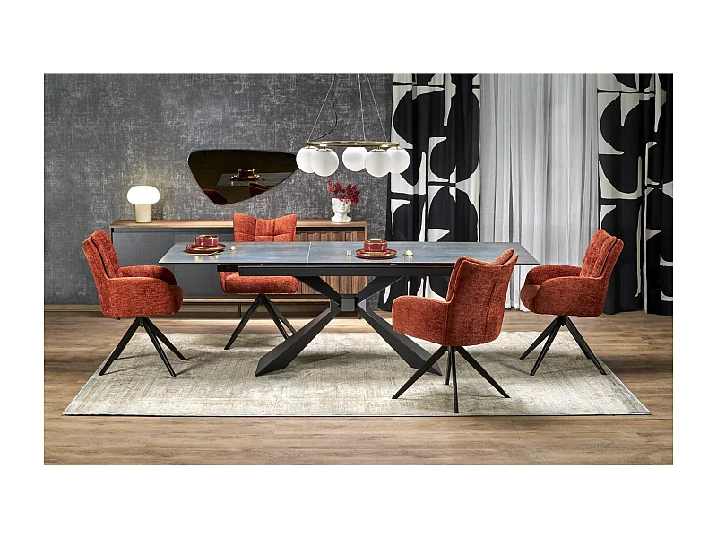 Esstisch Luciano (90x180-230)/Keramik&Metall/Erweiterbar/Schwarz