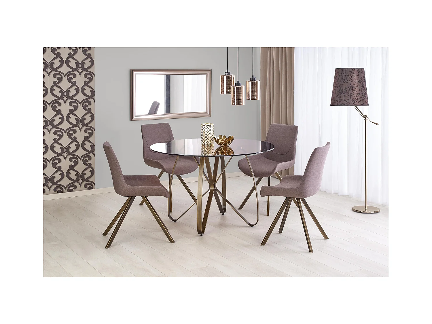 Table à manger Lungo (o120x76)/Acier inoxydable/Marron