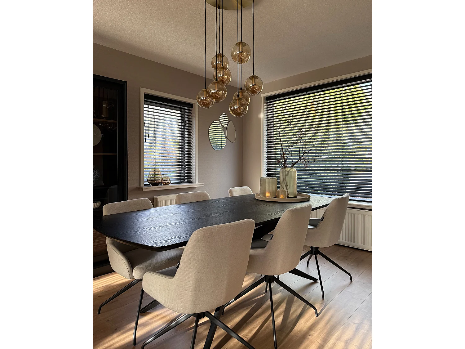 Lot de 2 chaises de salle à manger JENNER Tissu Blanc cassé