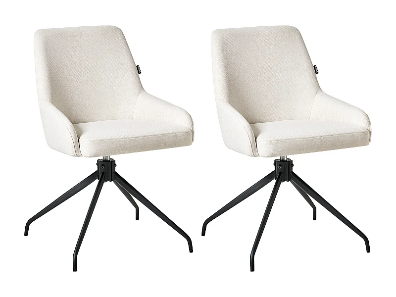 Lot de 2 chaises de salle à manger JENNER Tissu Blanc cassé