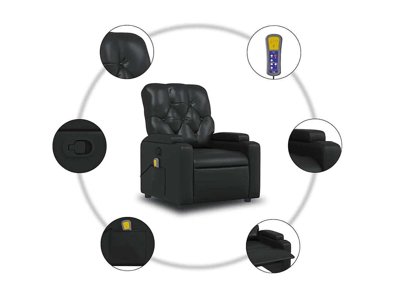Fauteuil de relaxation TV PVC noire 74 x 86.5 x 93.5 cm DEC027030