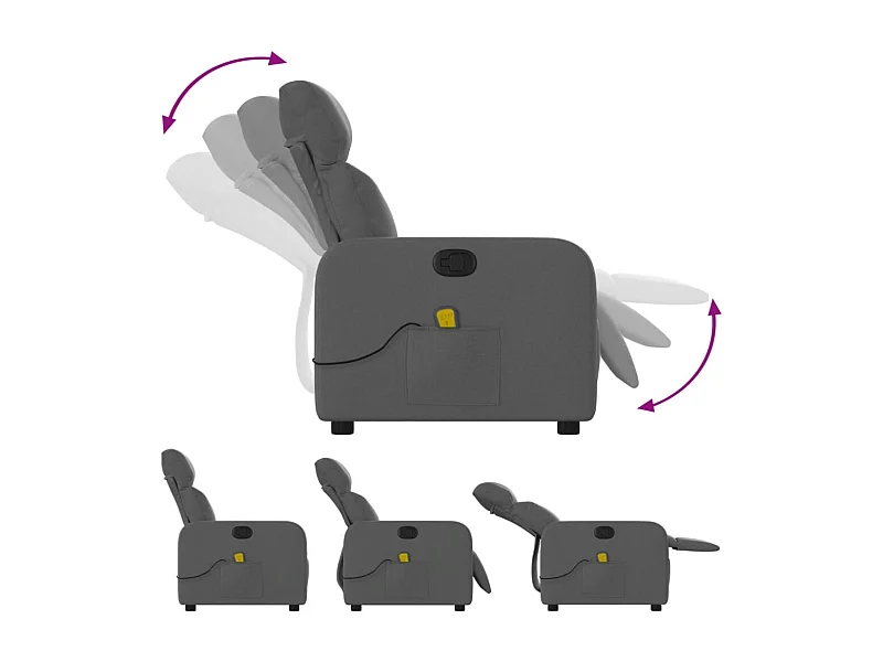 Fauteuil de relaxation TV tissu grise 66 x 89.5 x 95.5 cm DEC026954