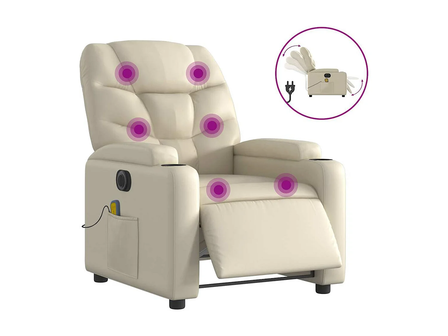 Fauteuil de relaxation TV PVC crème 74 x 89 x 100 cm DEC027145