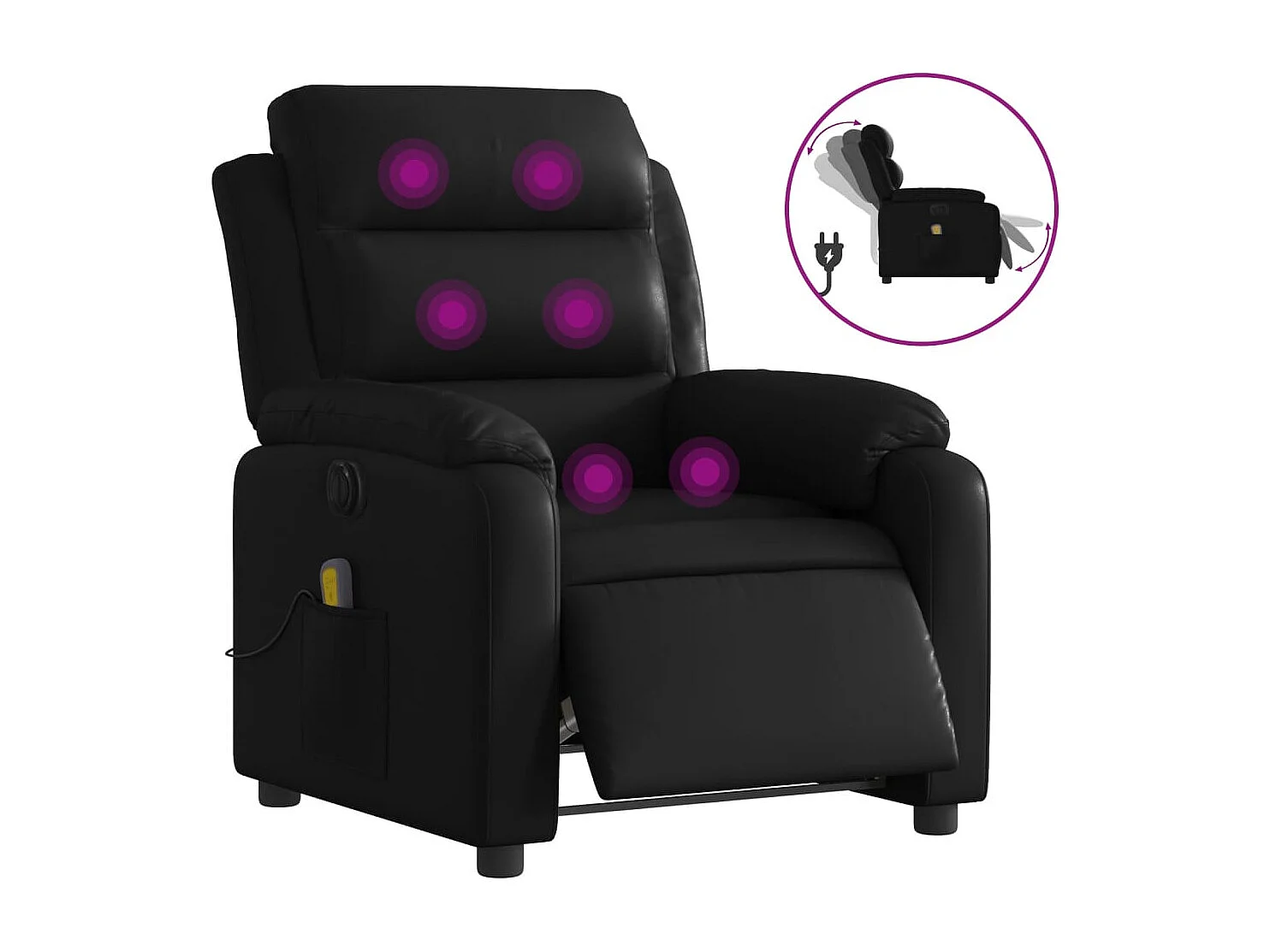 Fauteuil de relaxation TV PVC noire 75 x 92.5 x 100 cm DEC027210