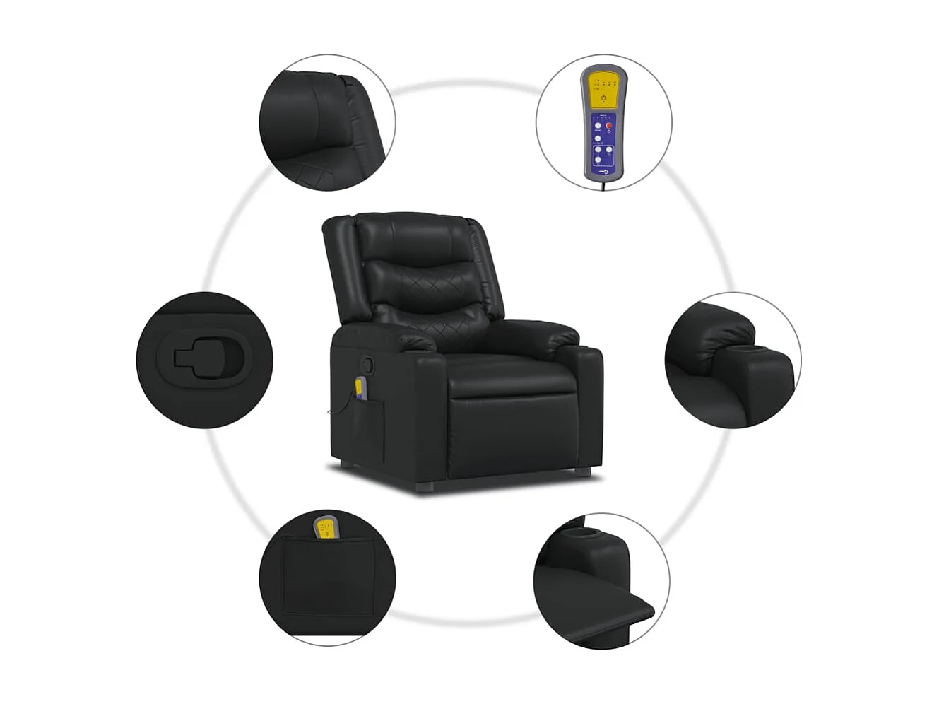 Fauteuil de relaxation TV PVC noire 77 x 93 x 99 cm DEC027039
