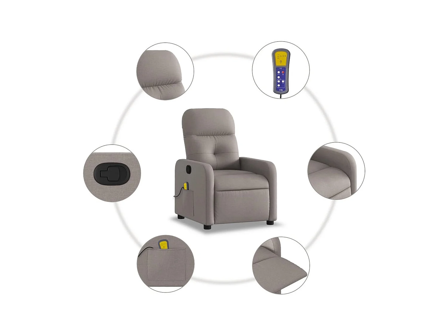 Fauteuil de relaxation TV tissu 66 x 89 x 96 cm DEC027115