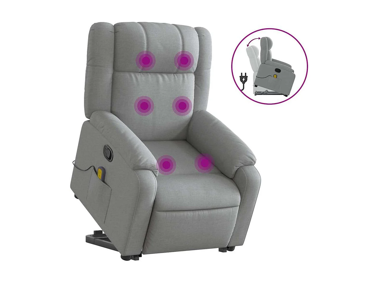 Fauteuil de relaxation TV tissu grise 77 x 95 x 99 cm DEC026909