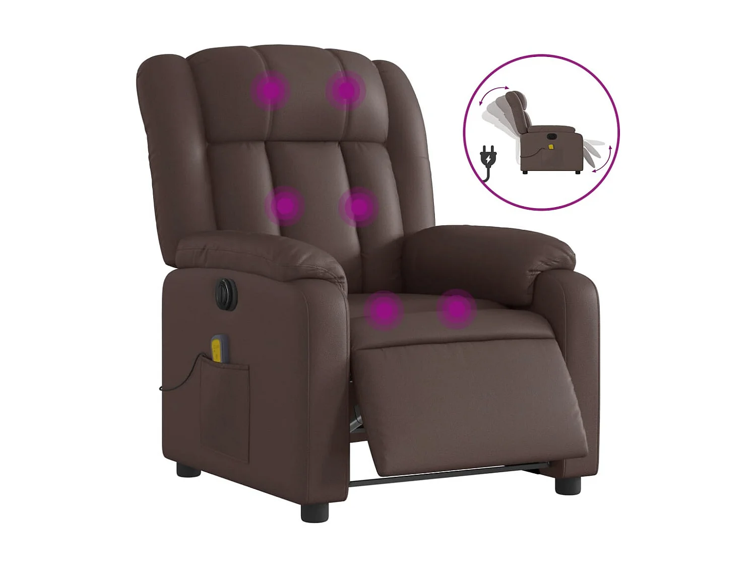 Fauteuil de relaxation TV PVC marron 78 x 92 x 98 cm DEC027206