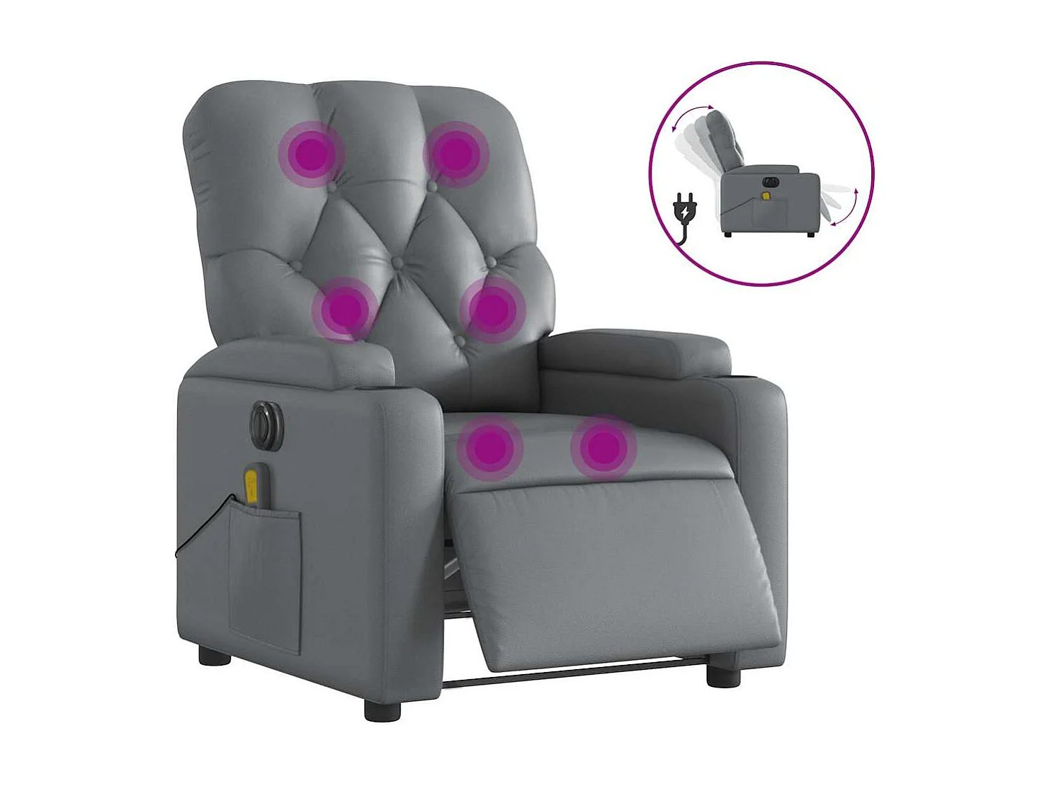 Fauteuil de relaxation TV PVC grise 74 x 86.5 x 93.5 cm DEC027171