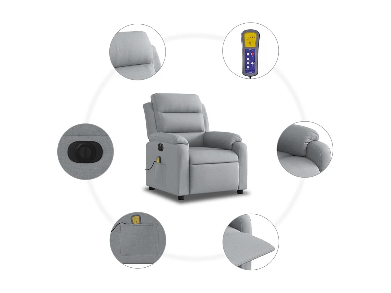 Fauteuil de relaxation TV tissu grise 75 x 92.5 x 100 cm DEC027161