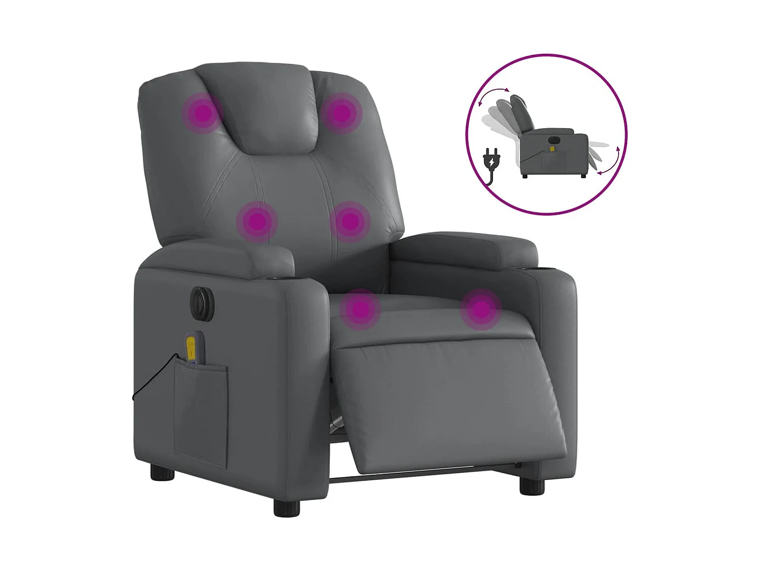 Fauteuil de relaxation TV PVC grise 74 x 88 x 97 cm DEC027176