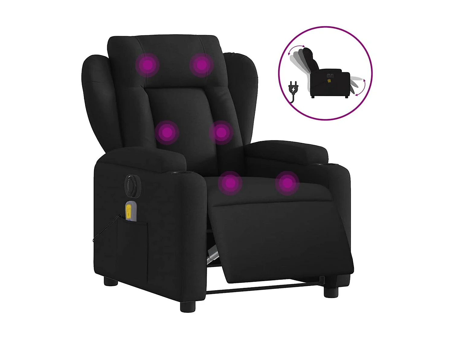 Fauteuil de relaxation TV tissu noire 77 x 94.5 x 100 cm DEC027223