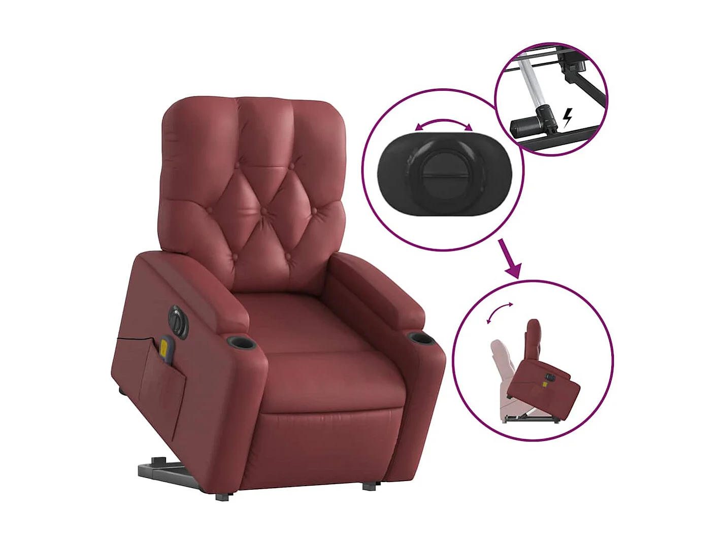 Fauteuil de relaxation fonction PVC bordeaux 74 x 86.5 x 93.5 cm DEC027833