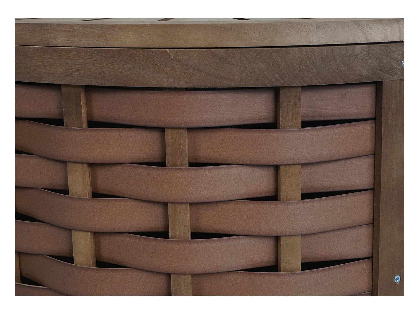 Cesta portabiancheria angolare decorativa MCW-H87 legno pauloinia intreccio polietilene marrone