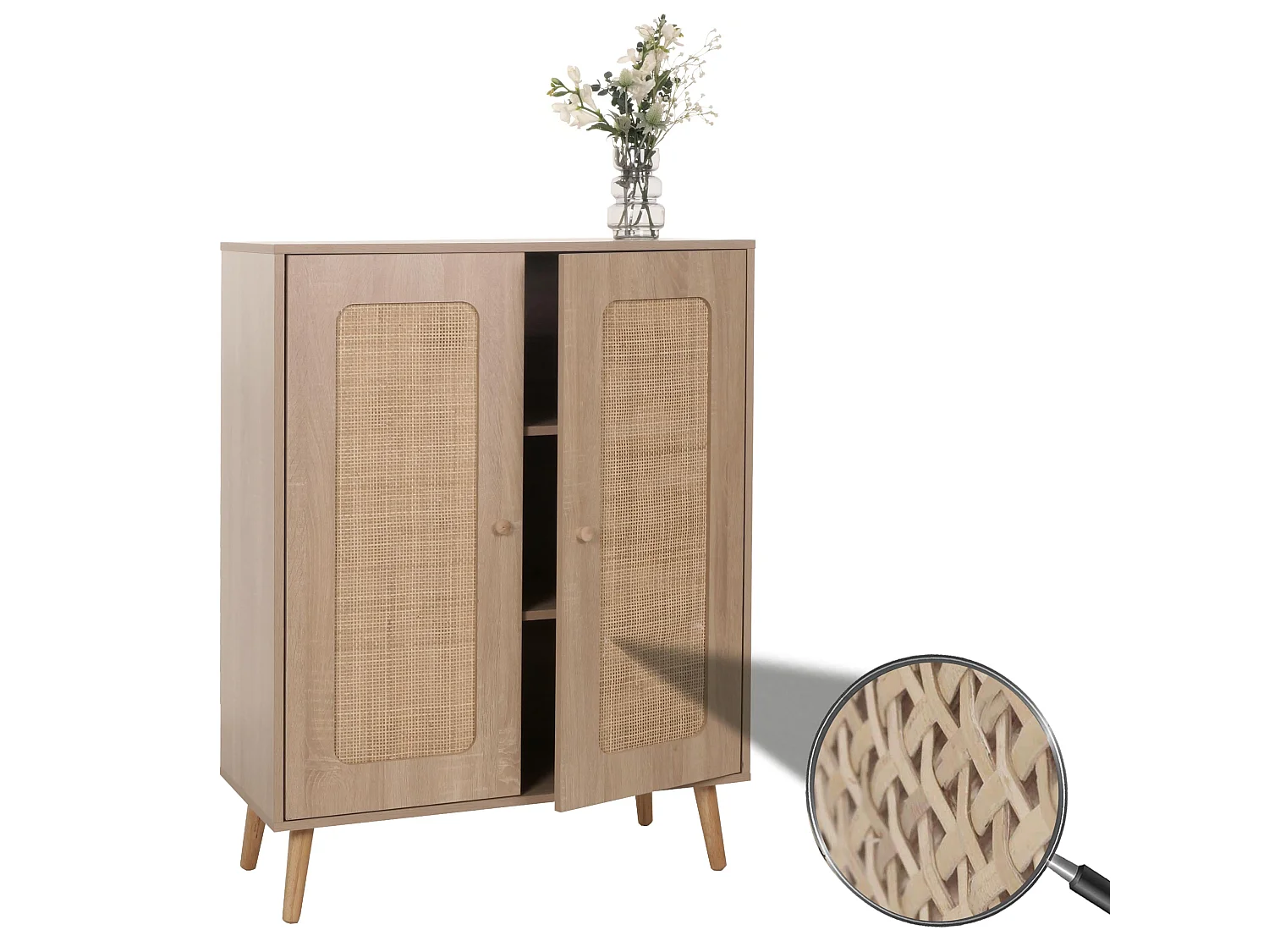 Highboard MCW-M38,  Oak Finish
