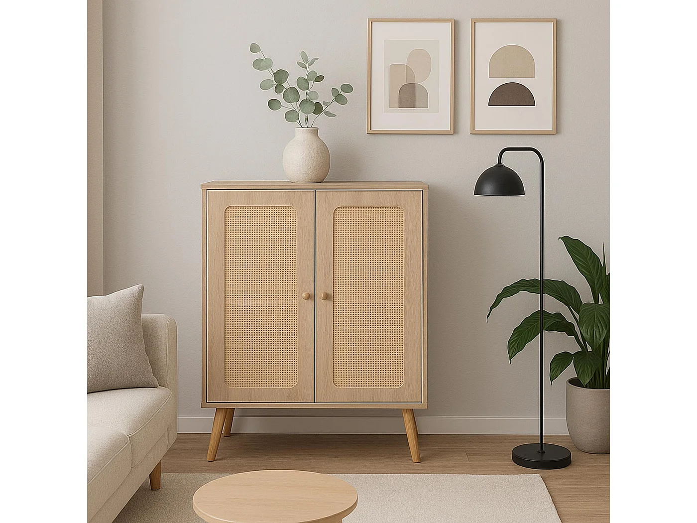 Highboard MCW-M38,  Oak Finish