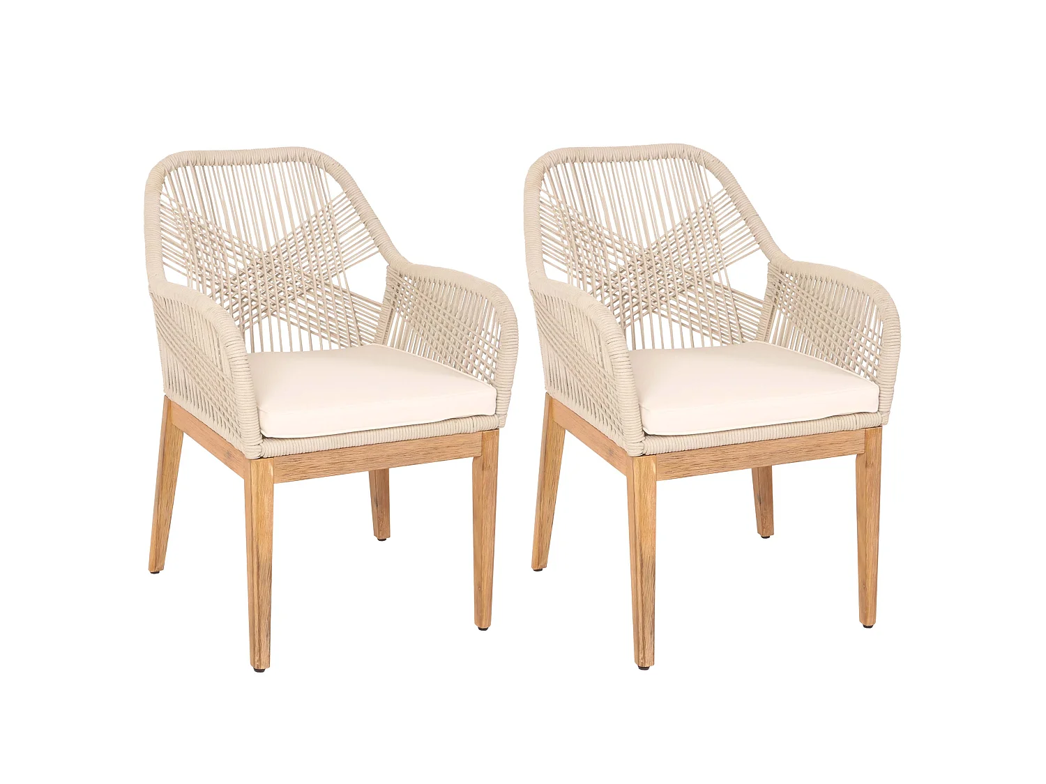 Havestol MCW-H56b (sæt med 2 stk.),  beige hynder i cremehvid