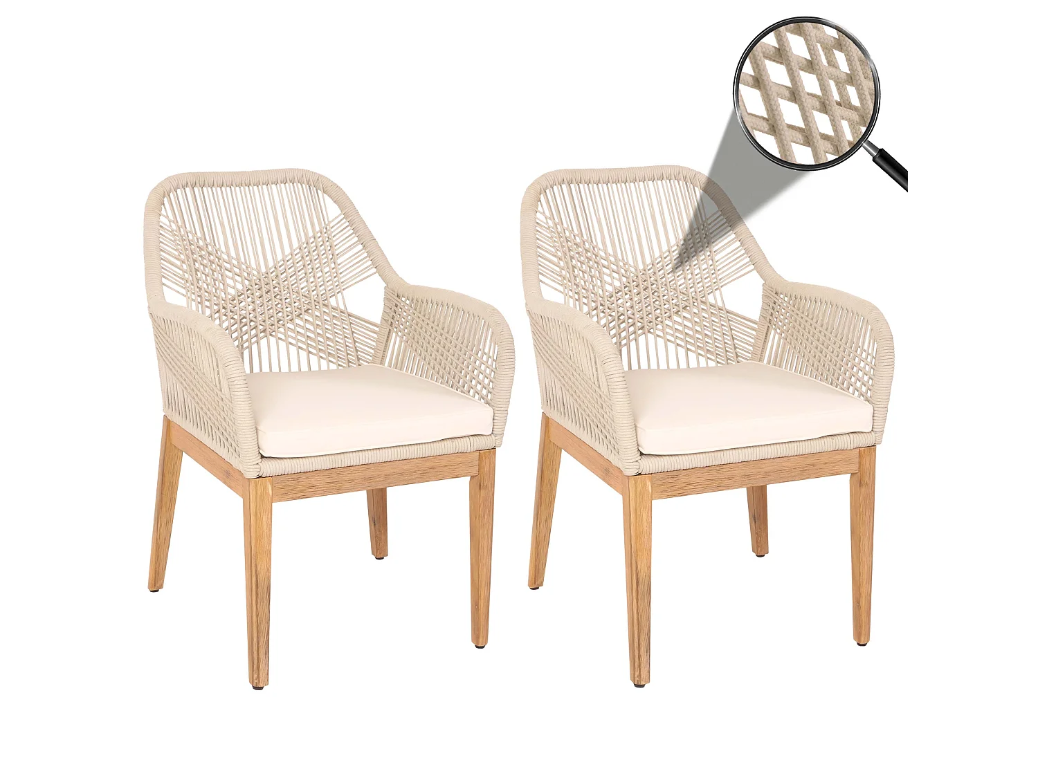 Havestol MCW-H56b (sæt med 2 stk.),  beige hynder i cremehvid