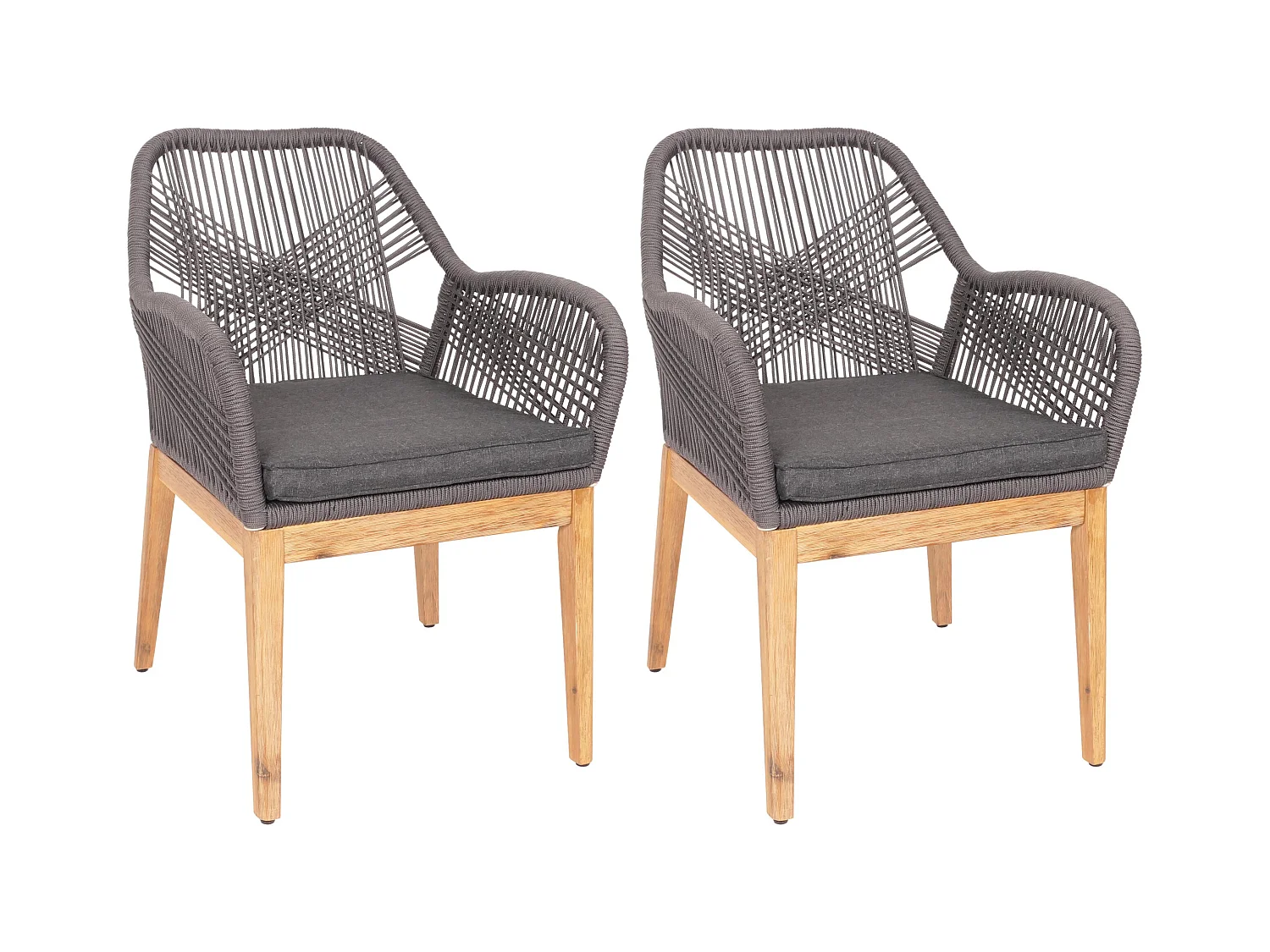 Gartenstuhl MCW-H56b (2er-Set), Grau Kissen anthrazit