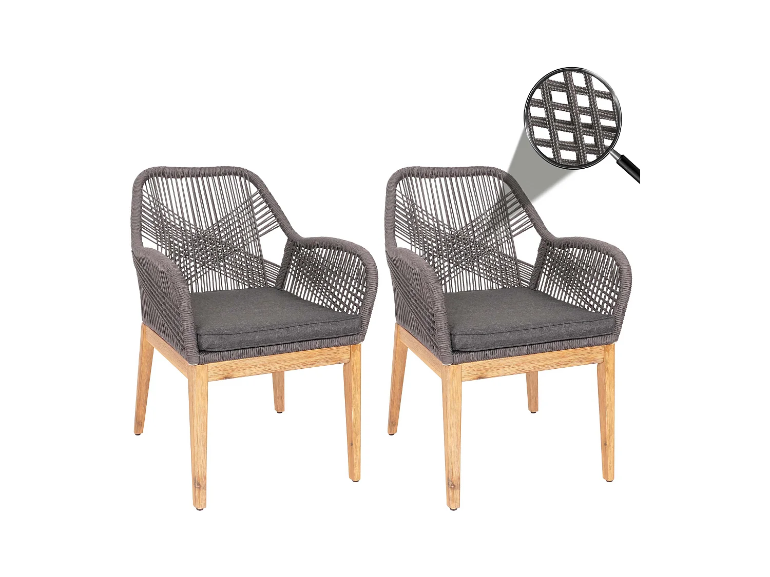 Chaise de jardin MCW-H56b (lot de 2),  gris coussin anthracite