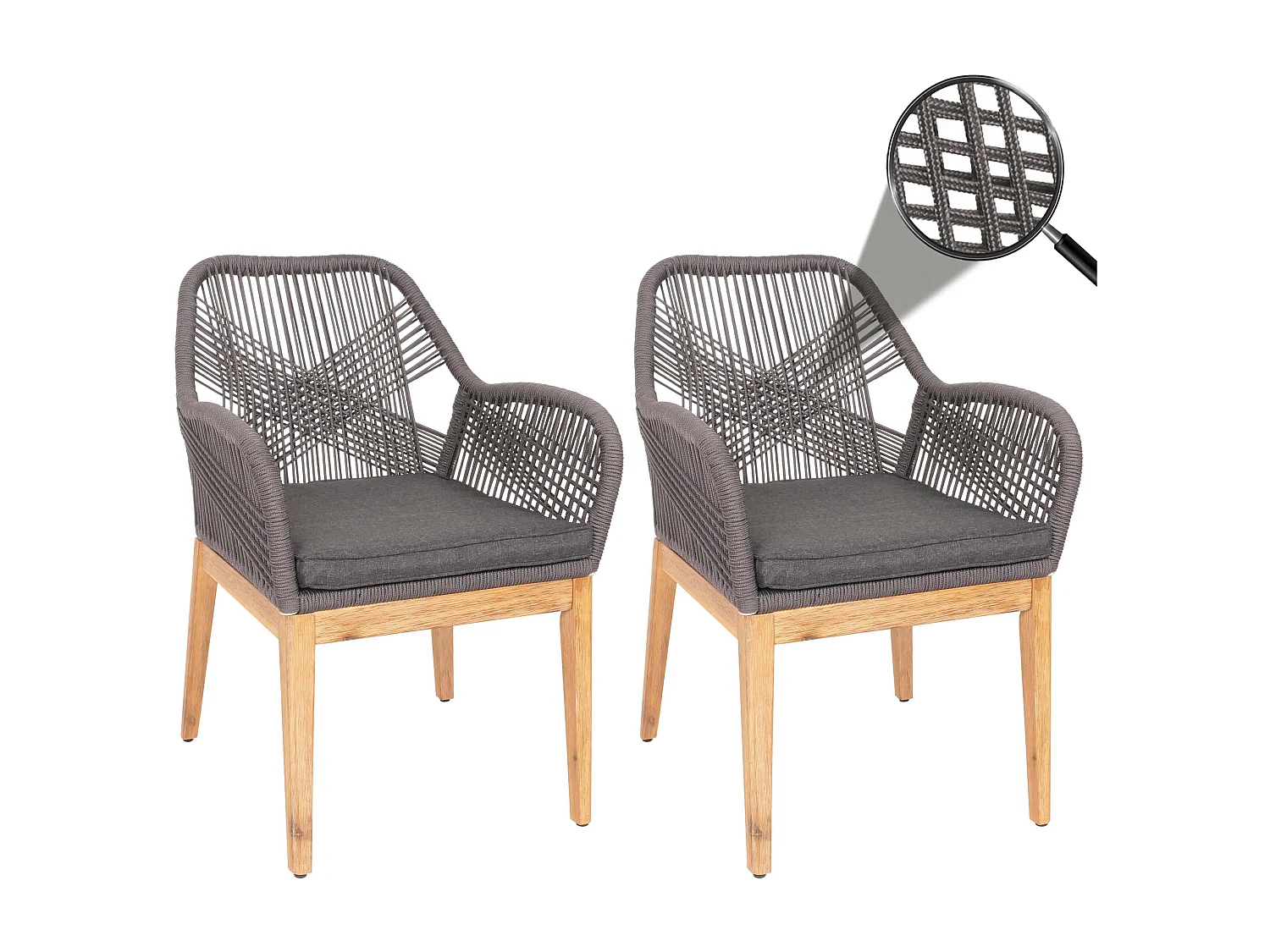 Chaise de jardin MCW-H56b (lot de 2),  gris coussin anthracite