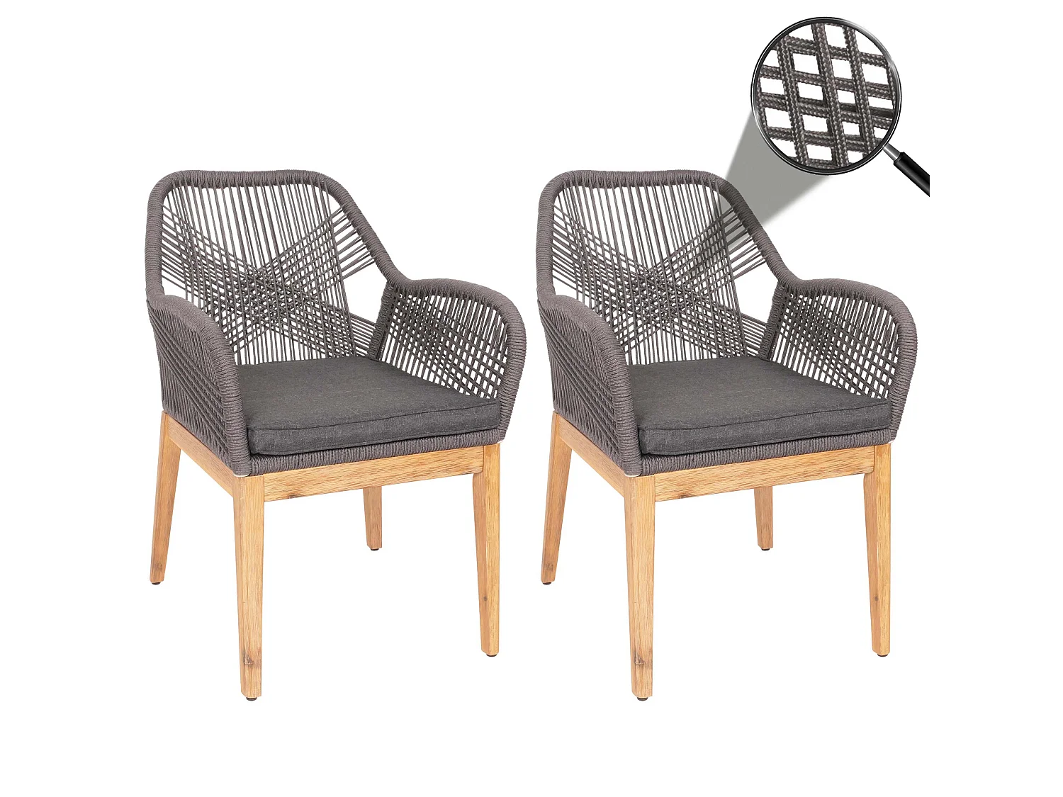 Tuinstoel MCW-H56b (set van 2),  grijs antraciet kussens