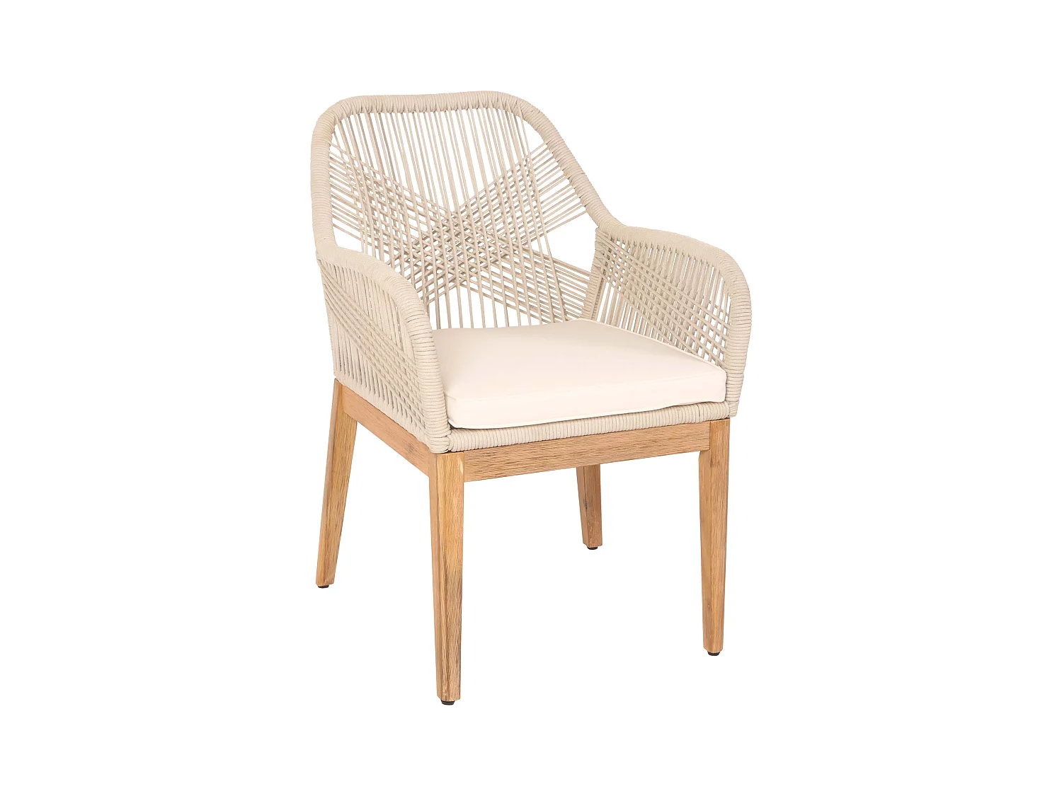 Chaise de jardin MCW-H56b,  beige coussin crème-blanc