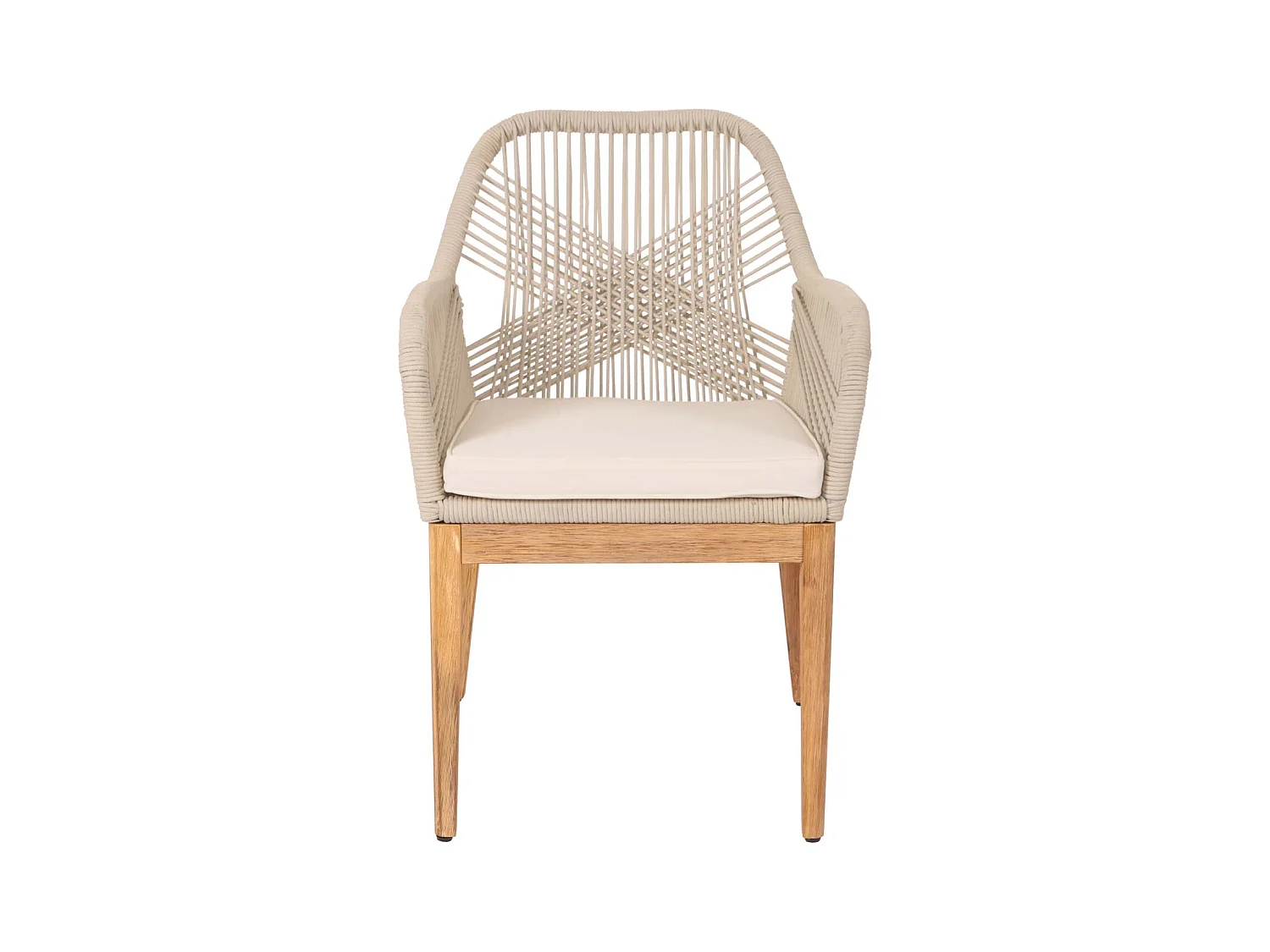Chaise de jardin MCW-H56b,  beige coussin crème-blanc