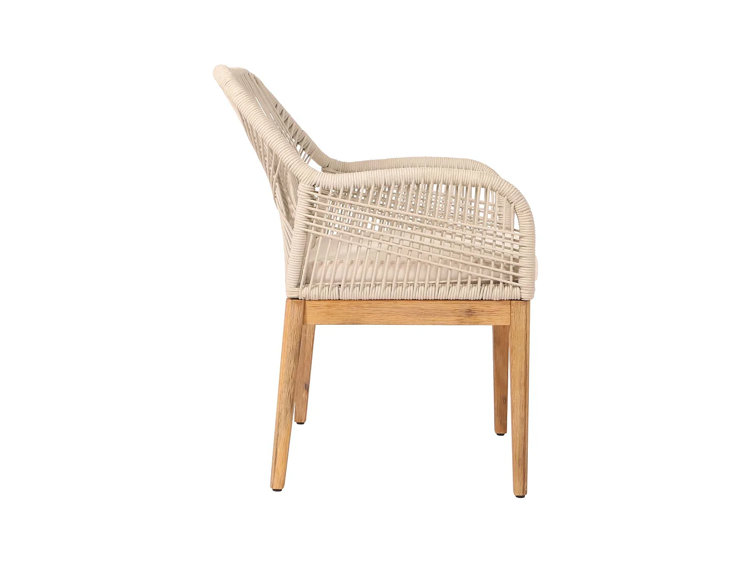 Chaise de jardin MCW-H56b,  beige coussin crème-blanc
