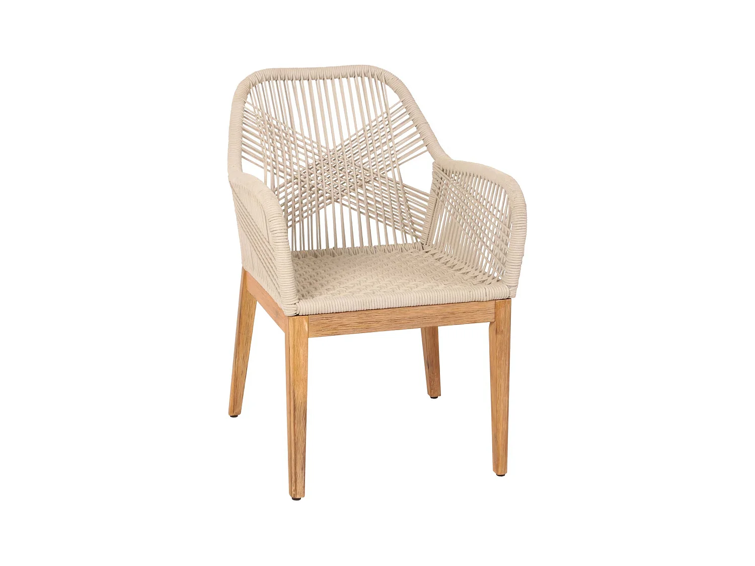 Chaise de jardin MCW-H56b,  beige coussin crème-blanc