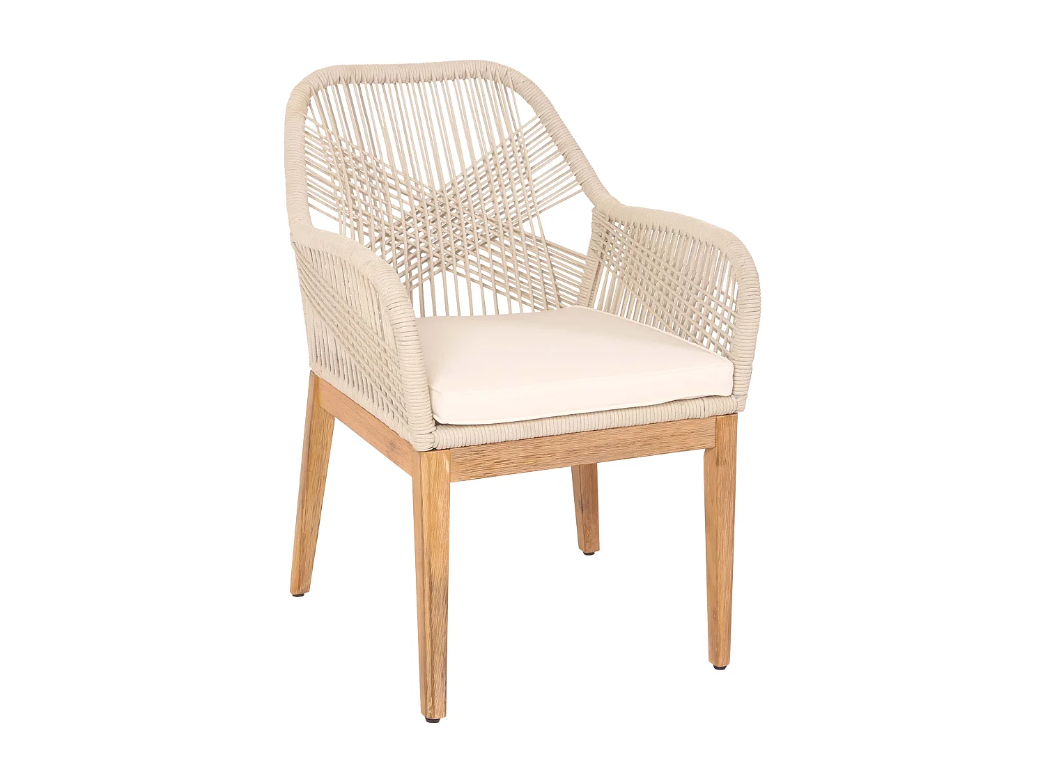 Chaise de jardin MCW-H56b,  beige coussin crème-blanc
