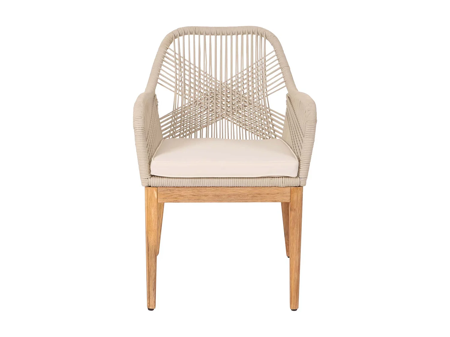 Chaise de jardin MCW-H56b,  beige coussin crème-blanc