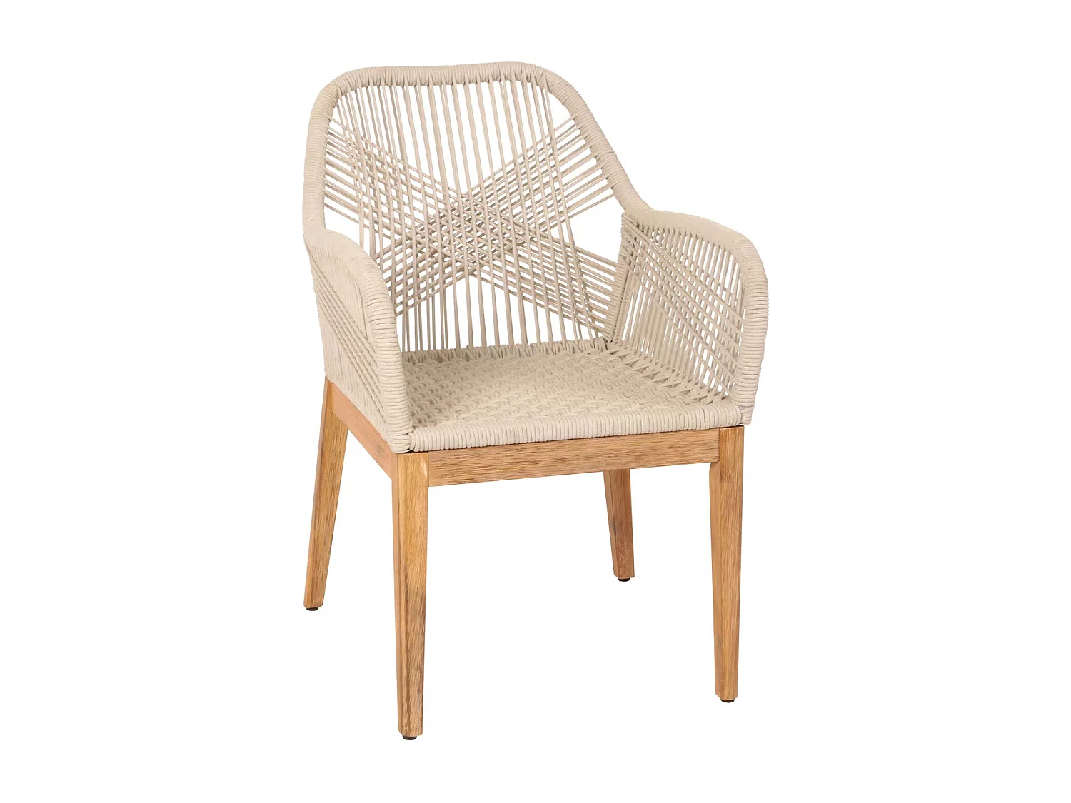 Chaise de jardin MCW-H56b,  beige coussin crème-blanc