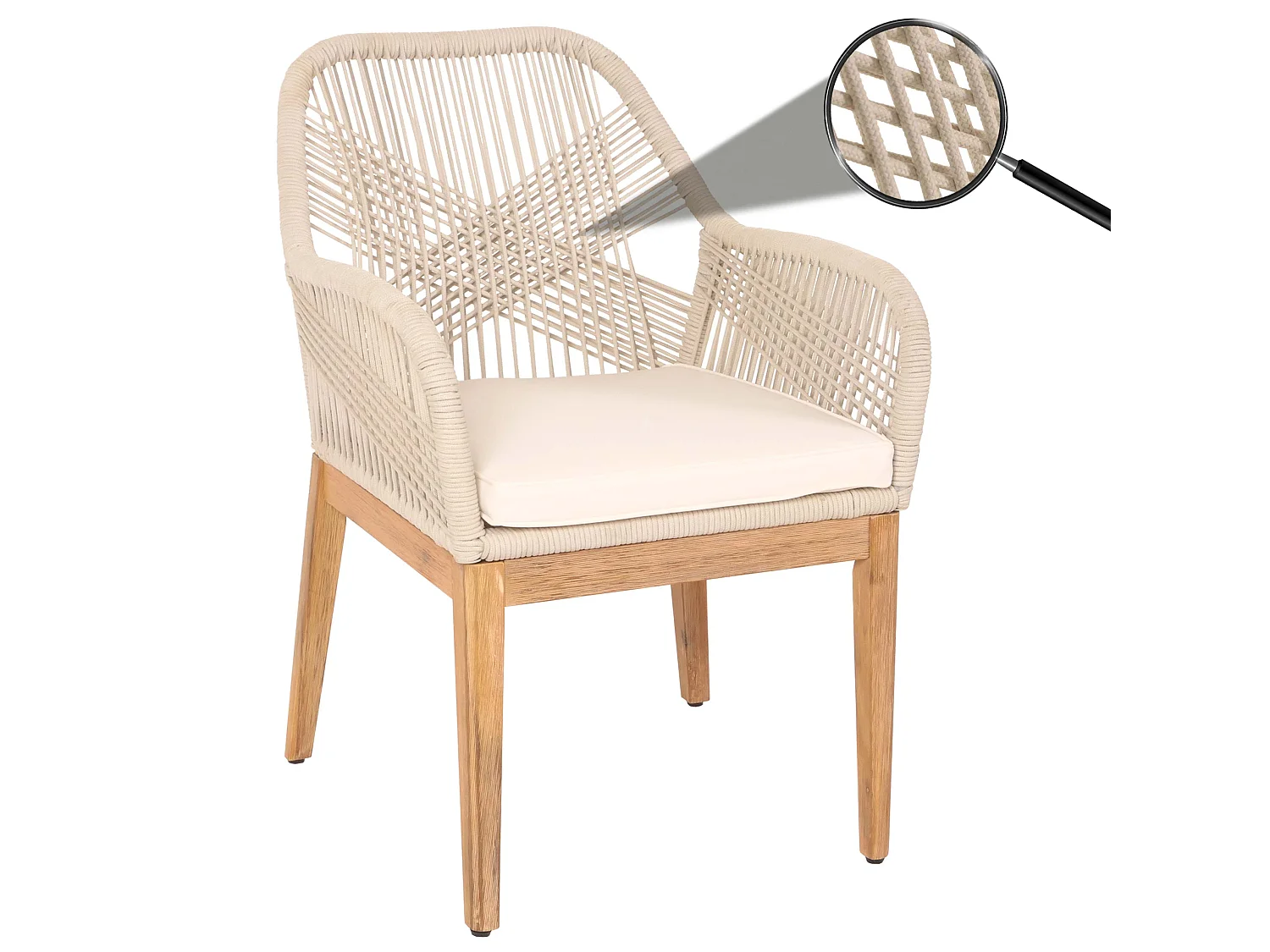 Tuinstoel MCW-H56b,  beige kussens crème-wit