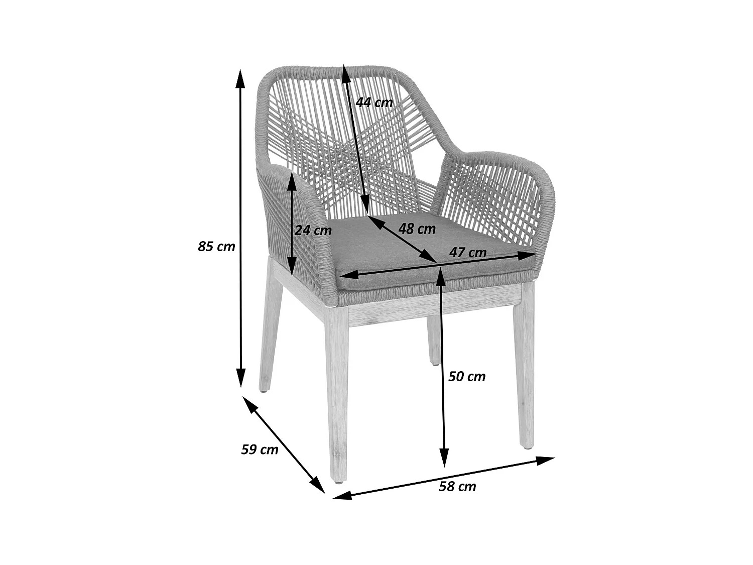 Gartenstuhl MCW-H56b, Grau Kissen anthrazit