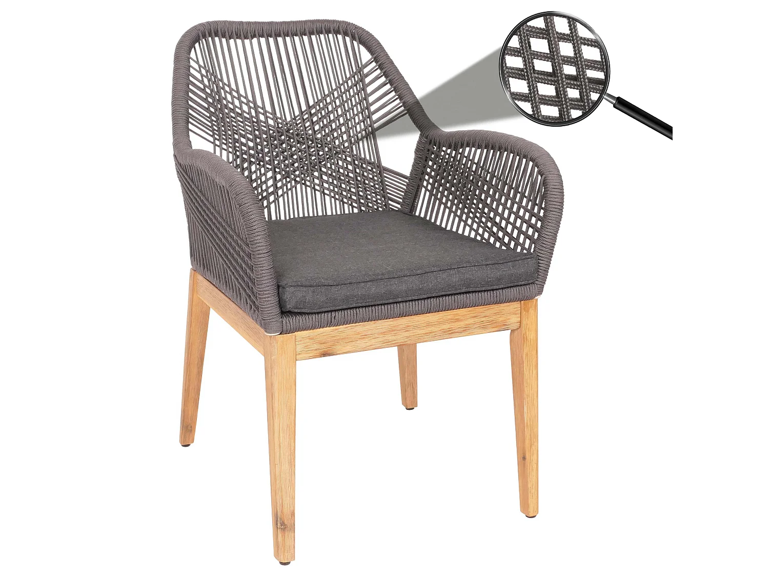 Tuinstoel MCW-H56b,  grijs kussen antraciet