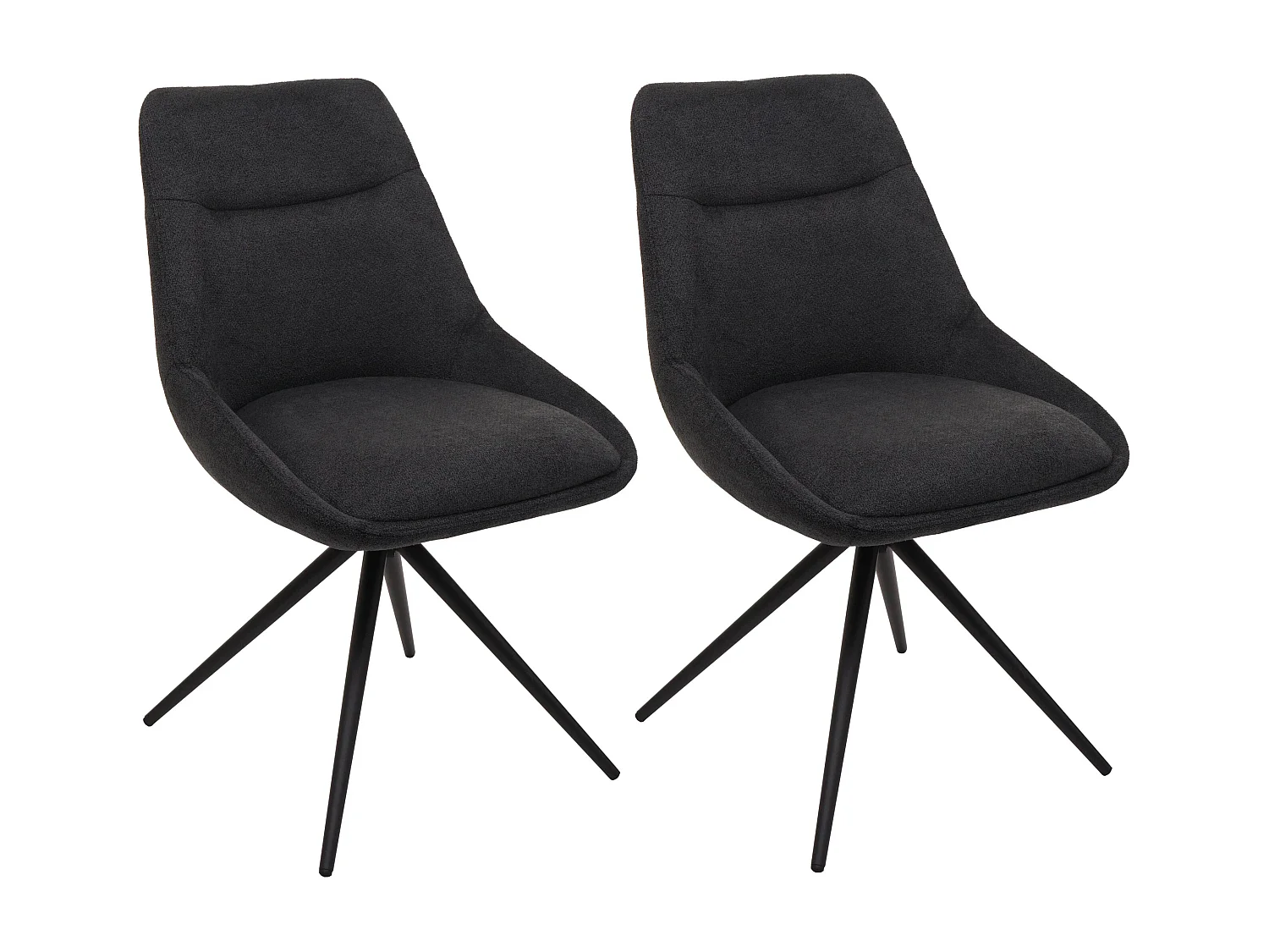 Set 2 sedie sala da pranzo MCW-M65, cucina poltrona, girevole auto-posizione metallo stoffa/tessuto ~ antracite