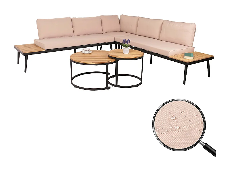 Tuinset MCW-H54c,  lichtbruin, kussens beige