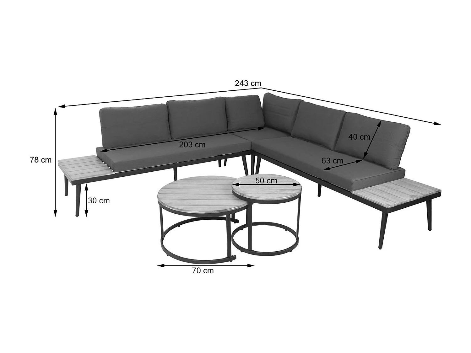 Garten-Garnitur MCW-H54c, Hellbraun, Kissen beige