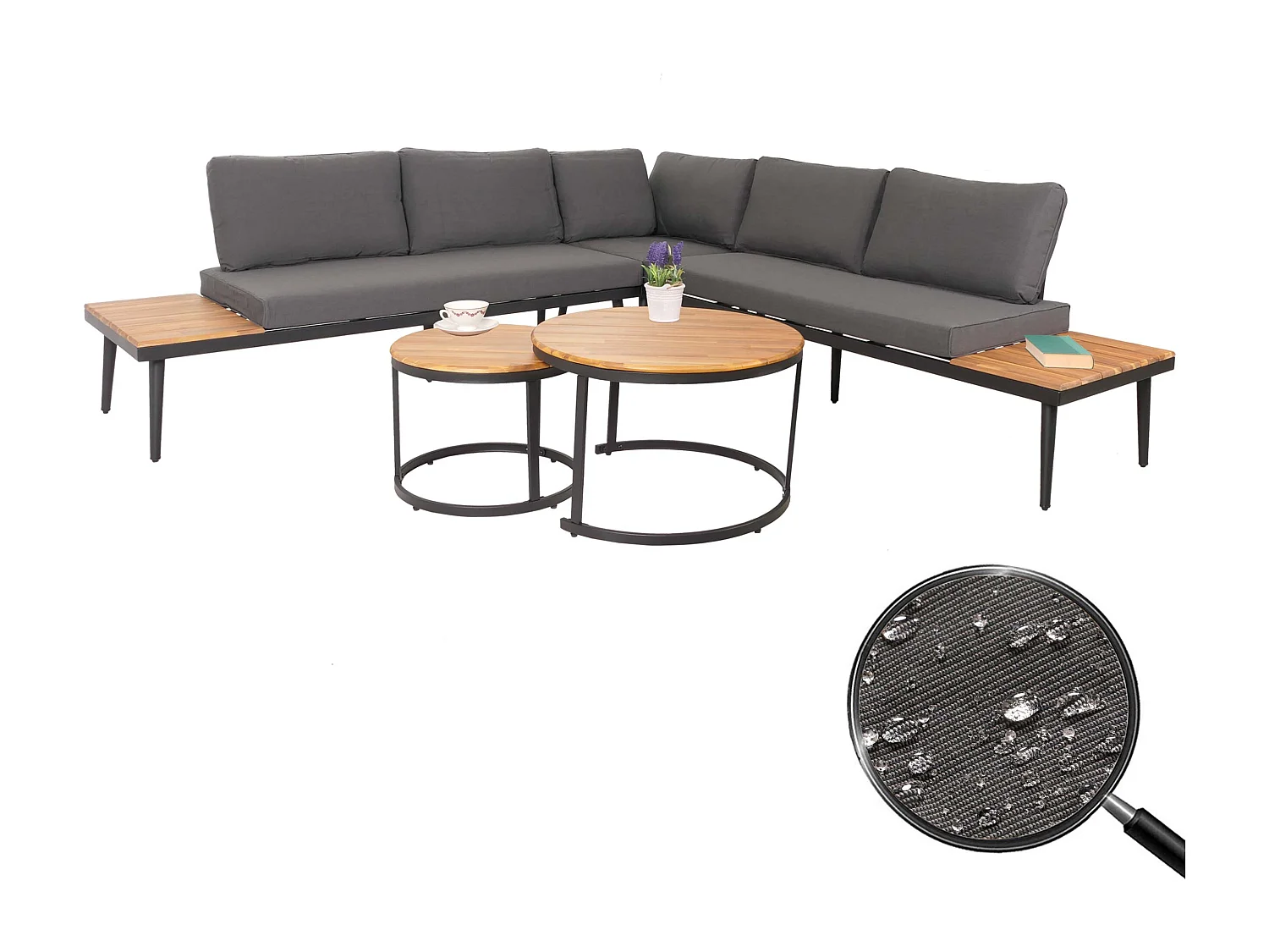 Zestaw ogrodowy MCW-H54c,  brąz, poduszki ciemnoszare